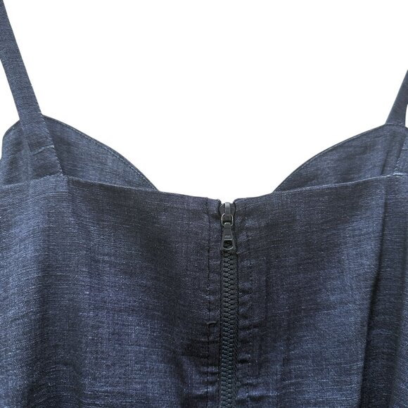 Annelore Denim Corset Top Size 10 Blue Stretch Linen Blend Bustier Camisole - Picture 5 of 10